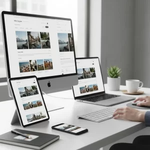 Responsive website design working on mobile tablet and laptop