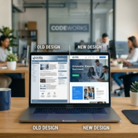 Website redesign showing old and new modern website interface