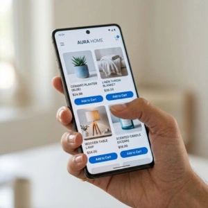 User browsing ecommerce products on mobile shopping application interface